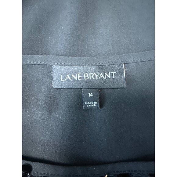 Lane Bryant Sheer Black Sequin Front Cap Sleeve Popover Top Size 14 - Picture 4 of 7